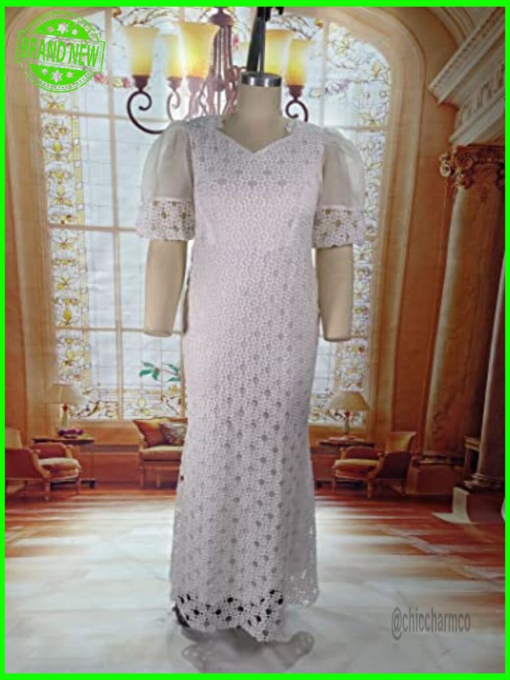 Plus Size Formal Maxi Dress Lantern Sleeve Bodycon Mermaid Gown - Picture 4 of 7